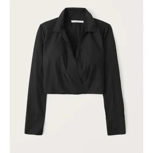 Abercrombie & Fitch Long Sleeve Poplin Wrap Top